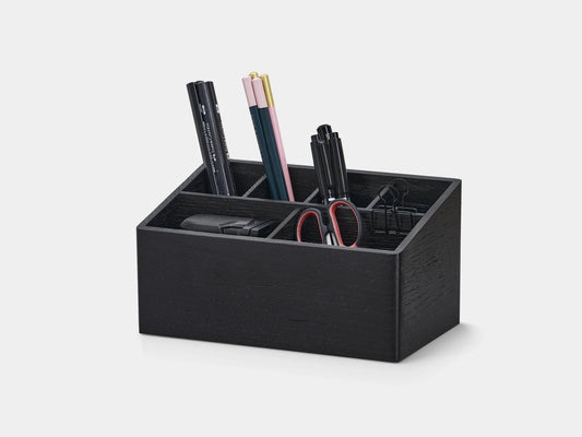 Wooden Desk Organizer with 6 Compartments, Black
