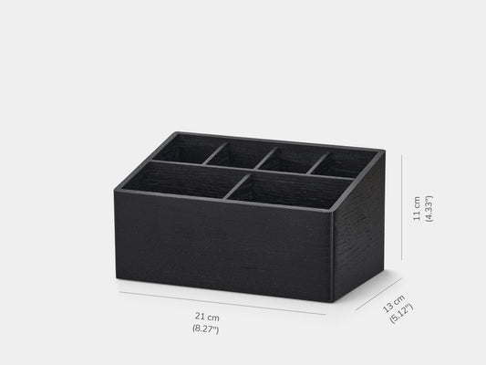 Wooden Desk Organizer with 6 Compartments, Black