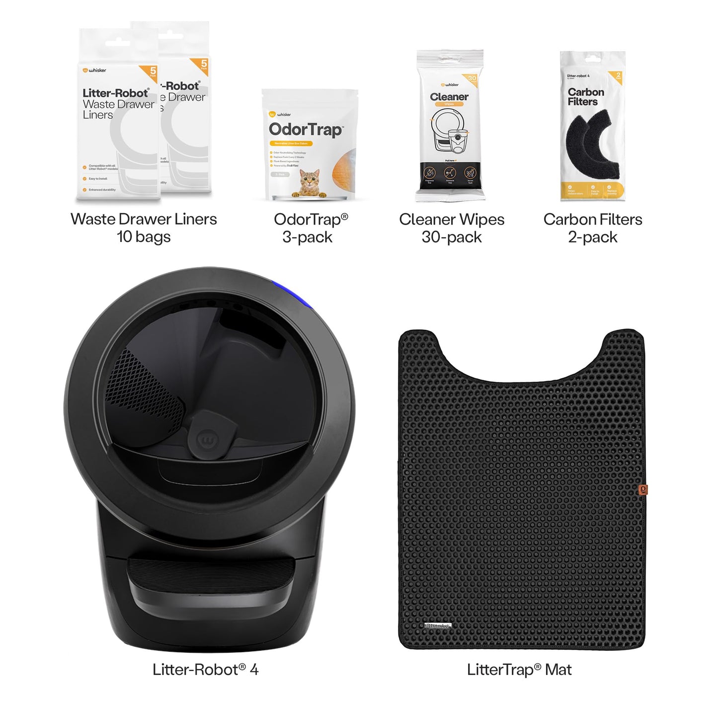 Litter-Robot 4 Supply & Accessory Bundle by Whisker, Black - Automatic