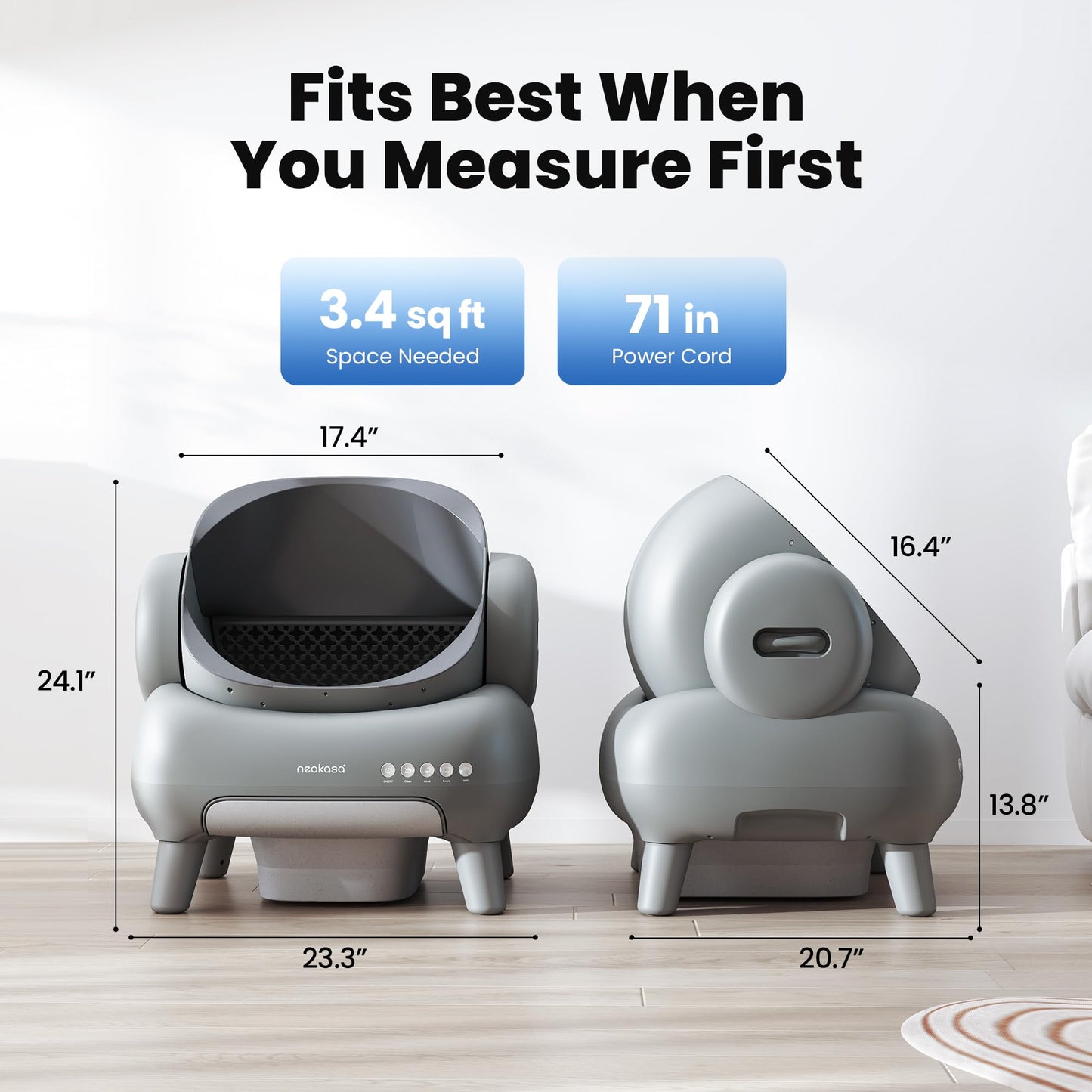 Neakasa M1 Plus Open-Top Self-Cleaning Cat Litter Box, 360° Safety Sensors, Advanced Odor & Leak Control,