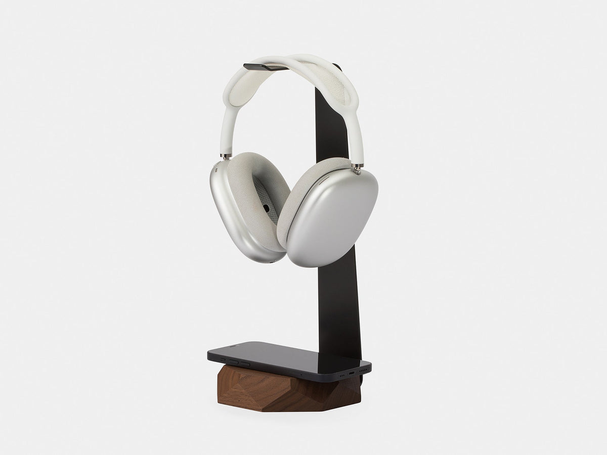 Black 2-in-1 Headphone Stand with Wireless Charger