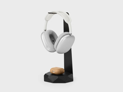 Black 2-in-1 Headphone Stand with Wireless Charger