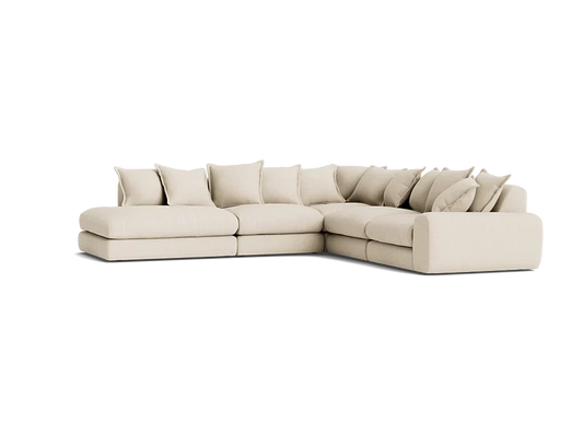 Wodge Modular Chaise Corner Sofa - Large Right Hand - Slubby - Whipped Cream - White