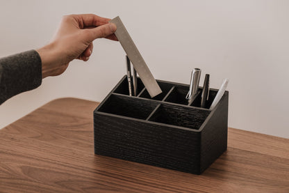 Wooden Desk Organizer with 6 Compartments, Black