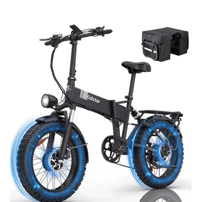 Folding Ebikes for Adults Ridstar 750W Motor 48V 14AH Removable Battery 20 X 4.0 Fat Tire Shimano 7-Speed 19.8MPH Electric Bike