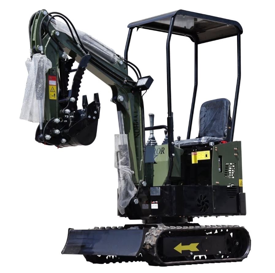 TYPHON TERROR X STORM Mini Excavator Machine – 1 Ton Trench Digger with Canopy, Hydraulic Thumb Clip, Bucket USA