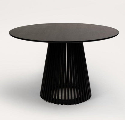 Willow Black Dining Table Set - 4 Seater - Freya Sand Dining Chairs - Black Oak Legs