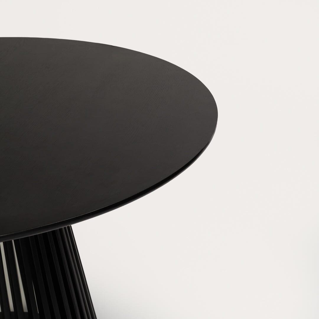 Willow Black Dining Table Set - 4 Seater - Freya Sand Dining Chairs - Black Oak Legs