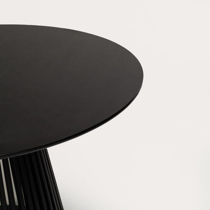 Willow Black Dining Table Set - 4 Seater - Freya Sand Dining Chairs - Black Oak Legs