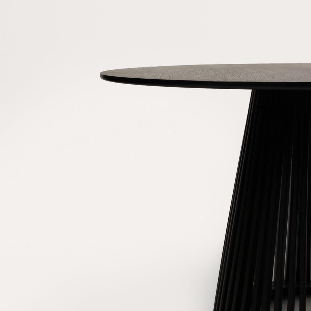 Willow Black Dining Table Set - 4 Seater - Freya Sand Dining Chairs - Black Oak Legs