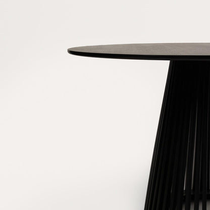 Willow Black Dining Table Set - 4 Seater - Freya Sand Dining Chairs - Black Oak Legs